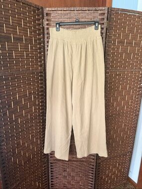 Liz Claiborne Taupe Elastic Smocked Waist Pants